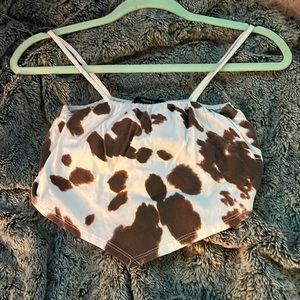 cow print flowy tank top